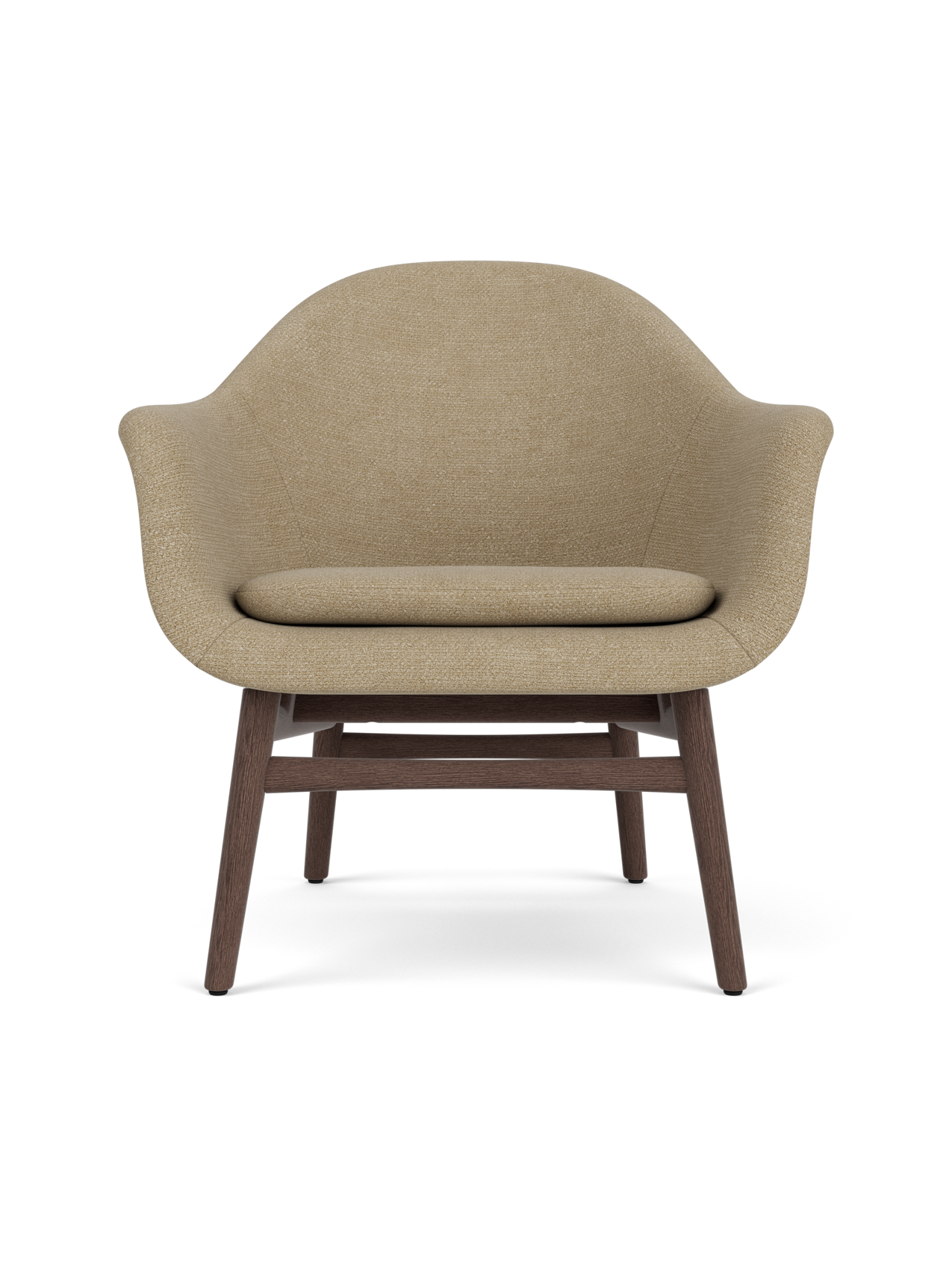 Lounge Chair on Solid Wood Frame Curved Shell, Angled Backrest