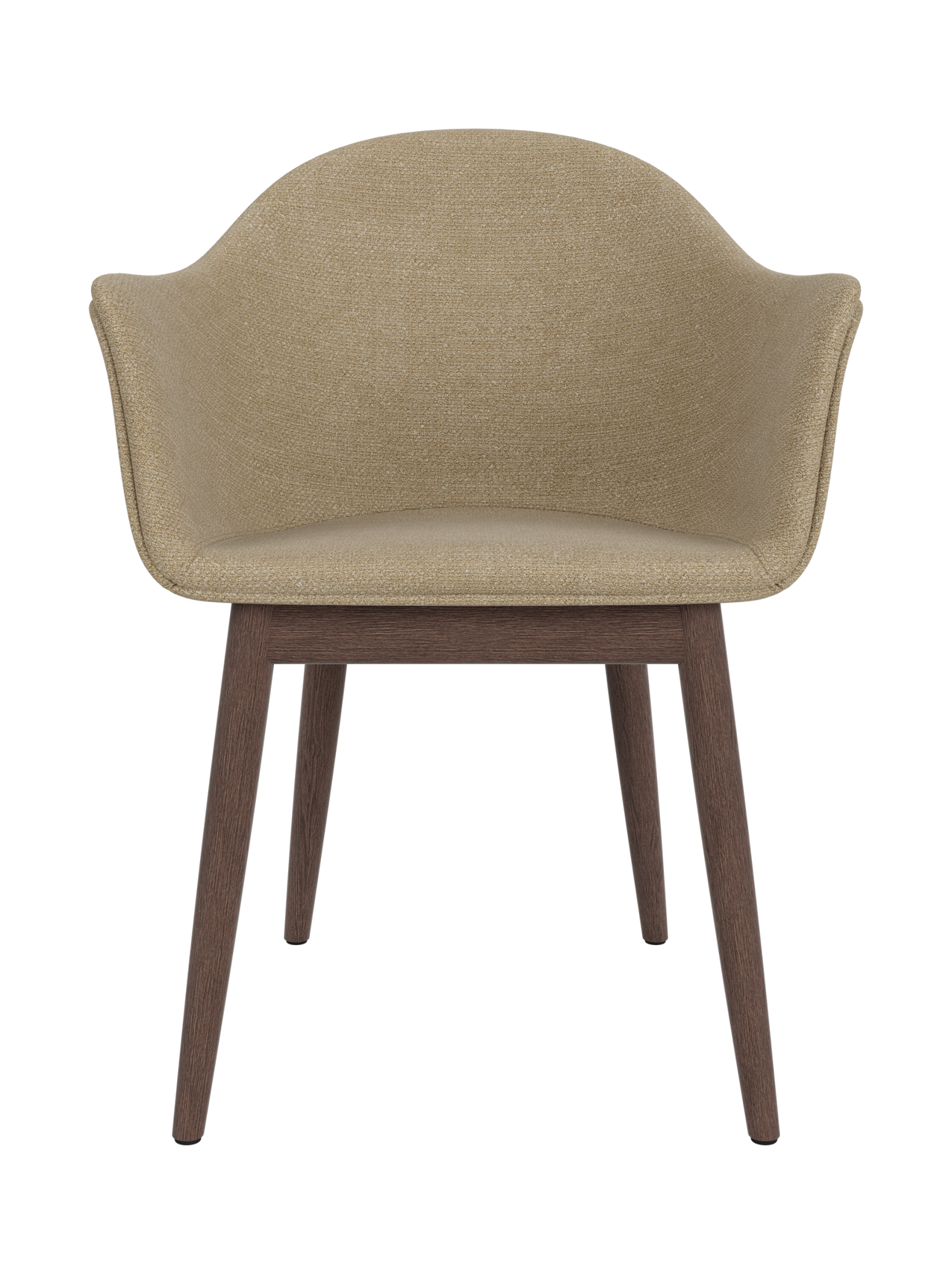 Upholstered Dining Chair, Wooden Base ¨C High Back, Outward Armrests