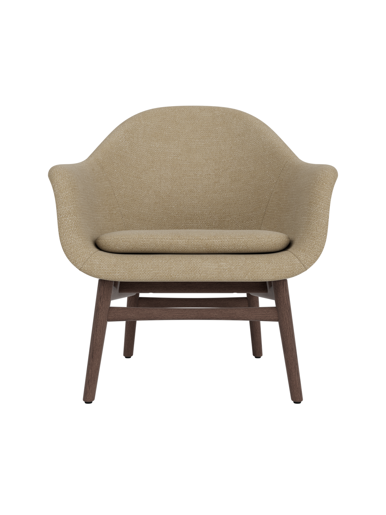 Lounge Chair on Solid Wood Frame Curved Shell, Angled Backrest