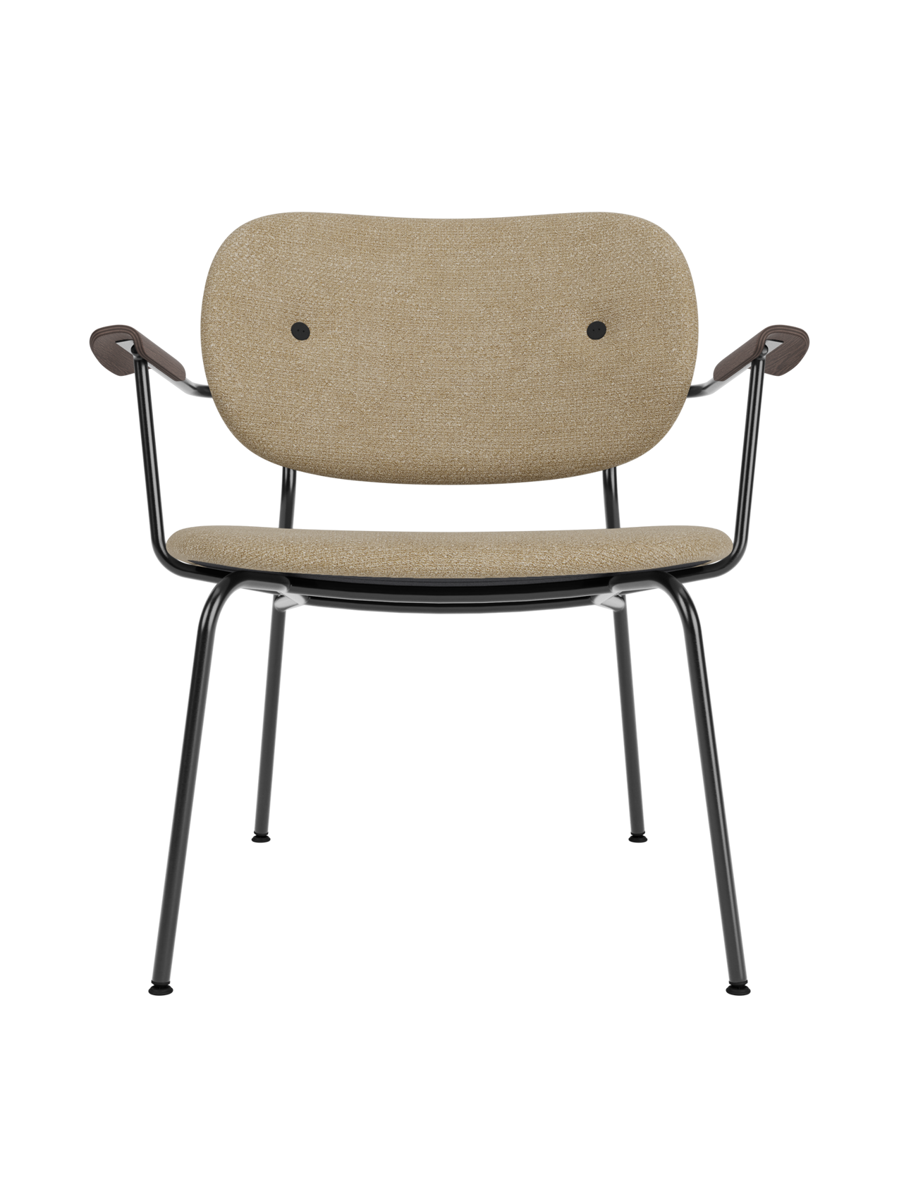 Fully Upholstered Lounge Chair Curved Armrests, Powder-Coated Steel Base
