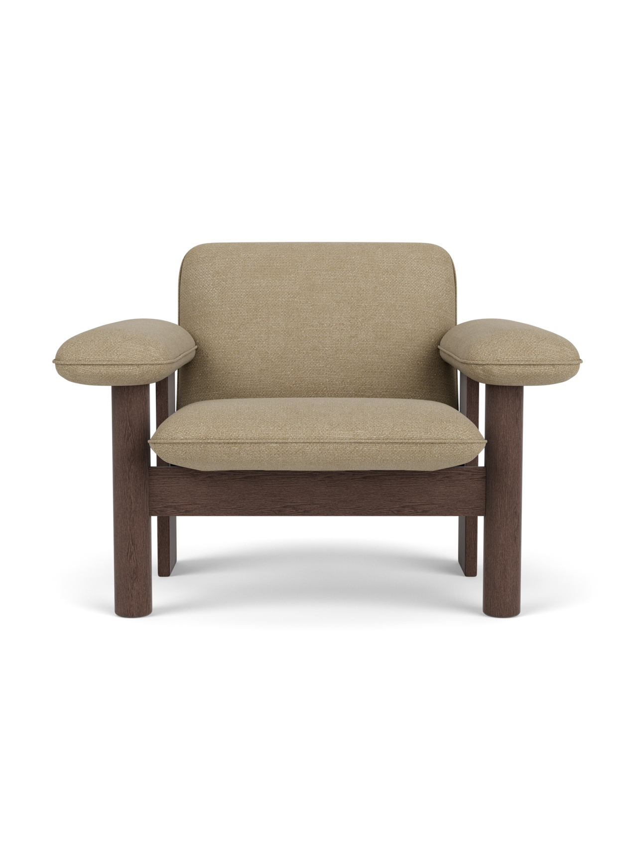 Low Back Lounge Chair in Textile Solid Wood Frame, Exaggerated Armrests