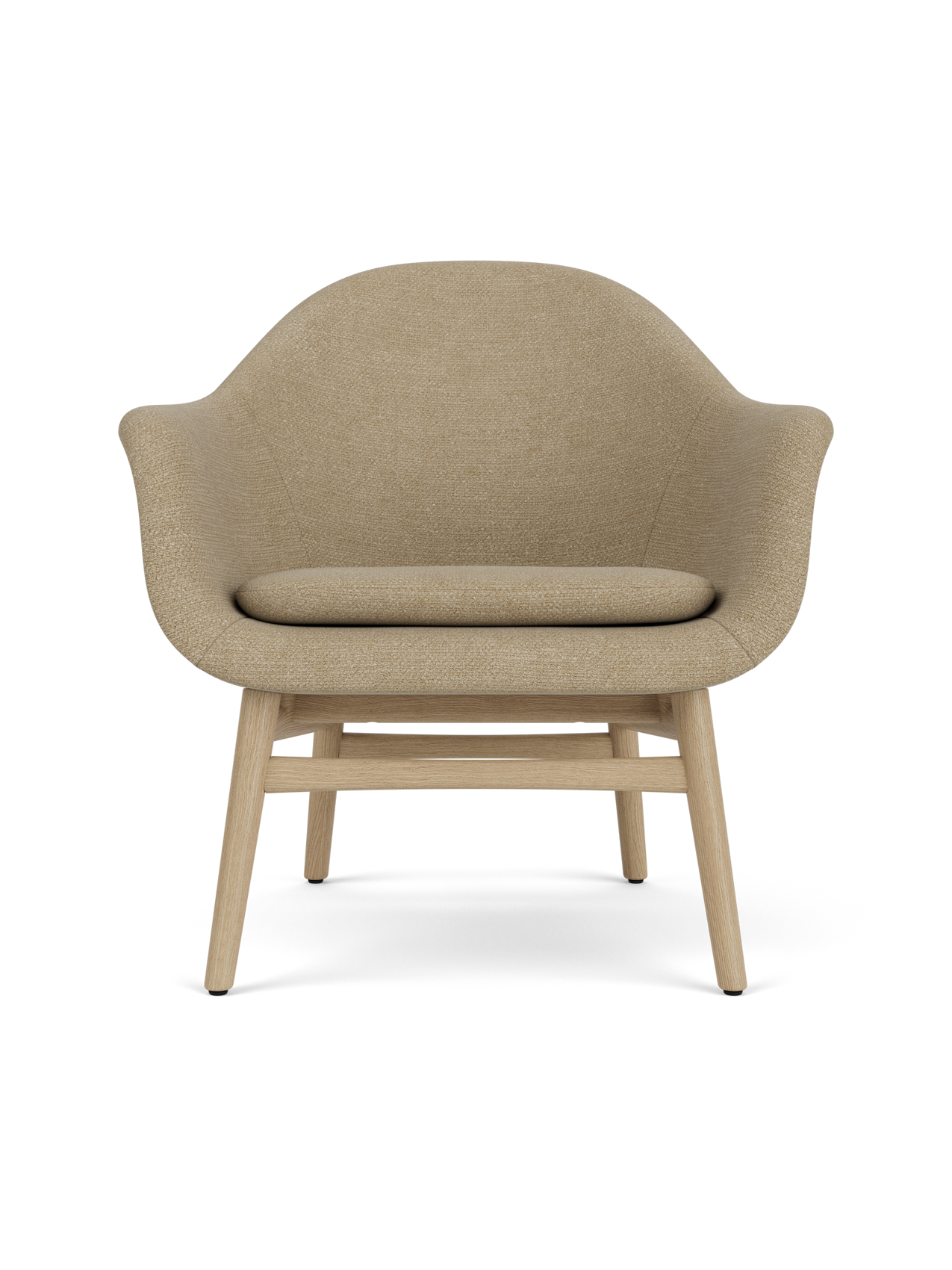 Lounge Chair on Solid Wood Frame Curved Shell, Angled Backrest