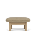 Ottoman in Textile Cylindrical Legs, Versatile Use, 3 Wood Options