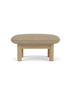 Ottoman in Textile Cylindrical Legs, Versatile Use, 3 Wood Options
