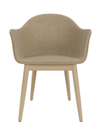 Upholstered Dining Chair, Wooden Base ¨C High Back, Outward Armrests