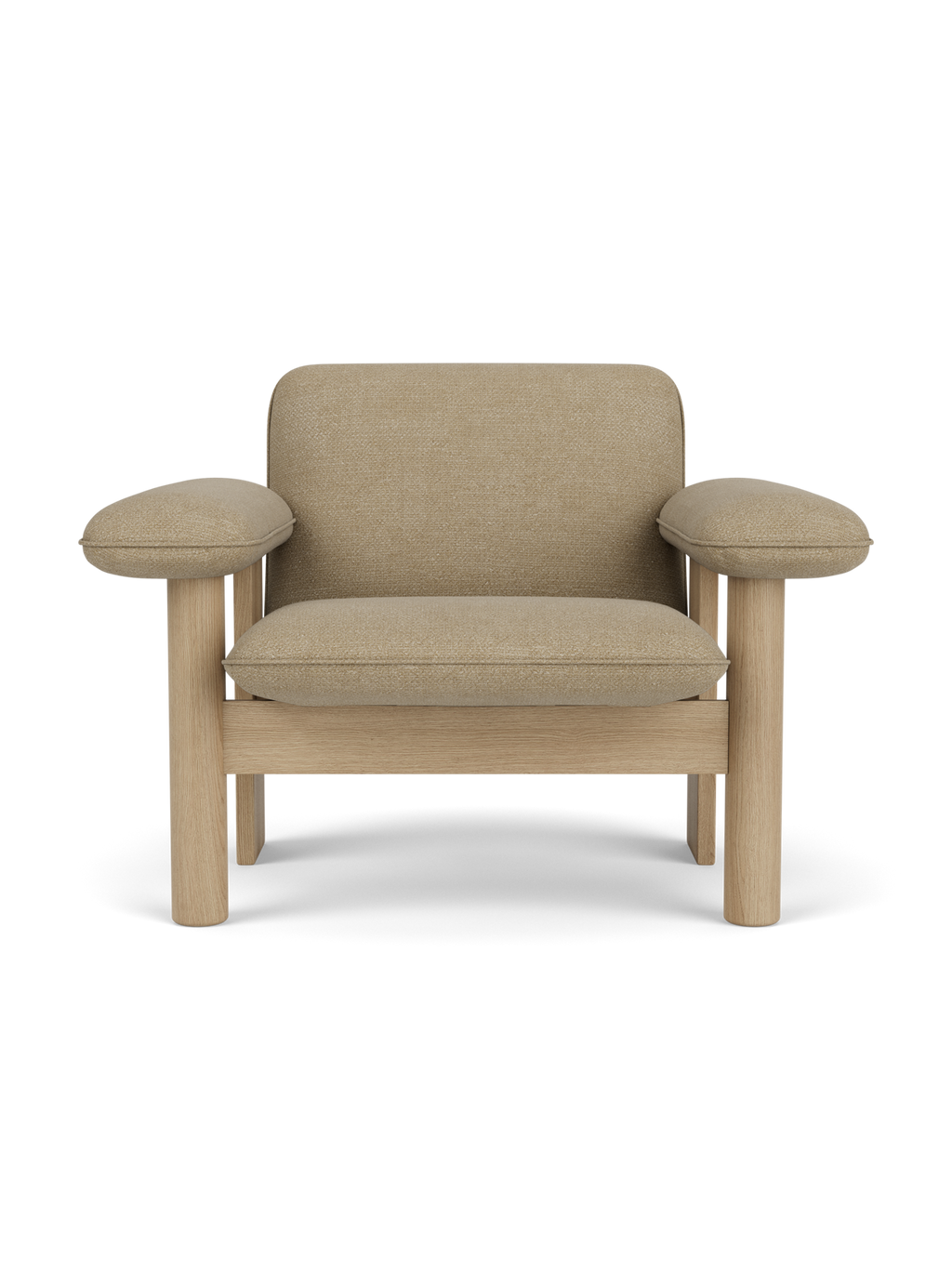 Low Back Lounge Chair in Textile Solid Wood Frame, Exaggerated Armrests