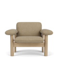 Low Back Lounge Chair in Textile Solid Wood Frame, Exaggerated Armrests