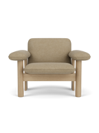 Low Back Lounge Chair in Textile Solid Wood Frame, Exaggerated Armrests