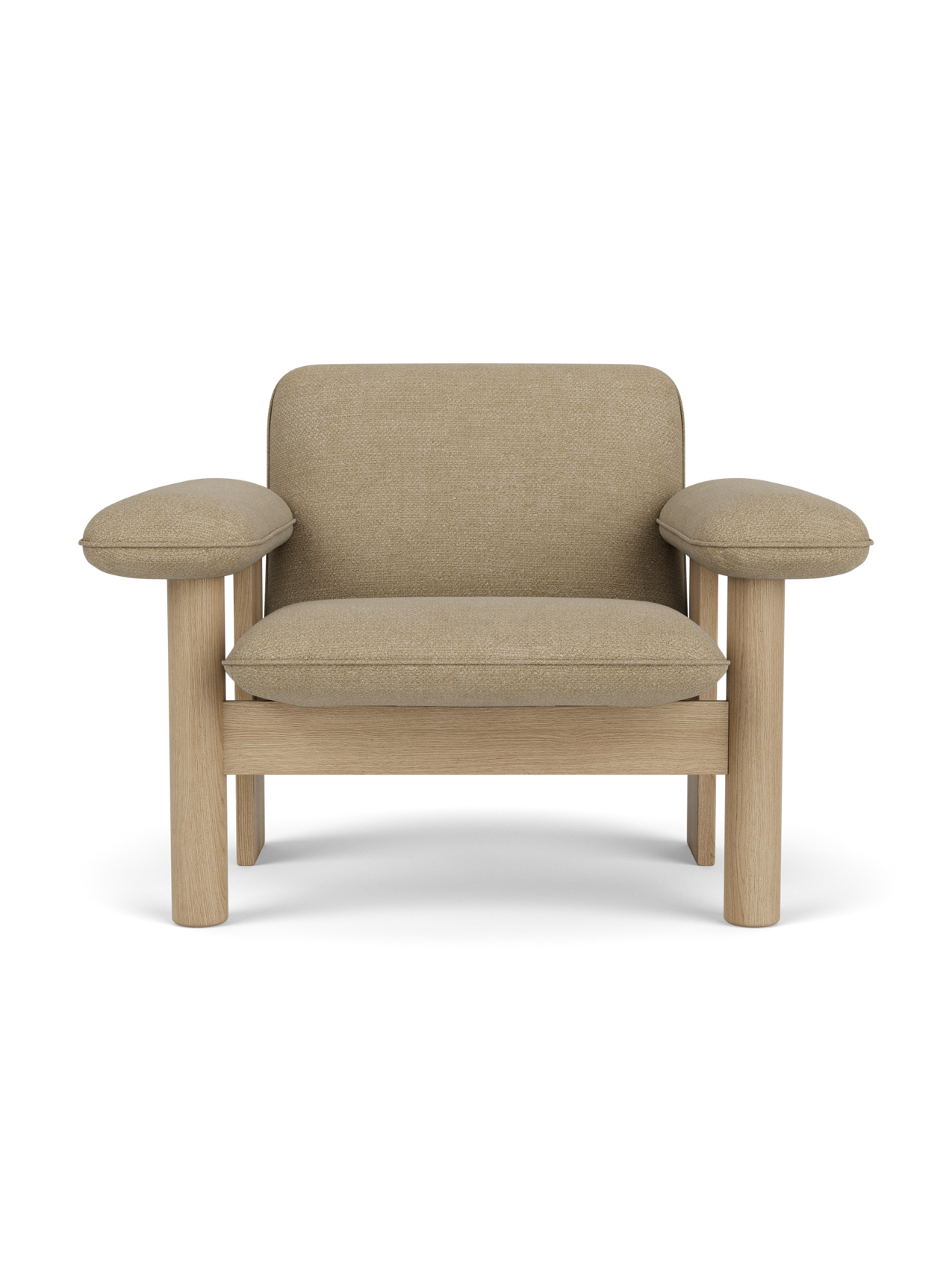 Low Back Lounge Chair in Textile Solid Wood Frame, Exaggerated Armrests