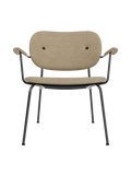 Fully Upholstered Lounge Chair Curved Armrests, Powder-Coated Steel Base