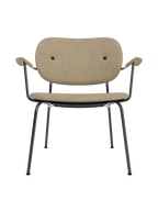 Fully Upholstered Lounge Chair Curved Armrests, Powder-Coated Steel Base