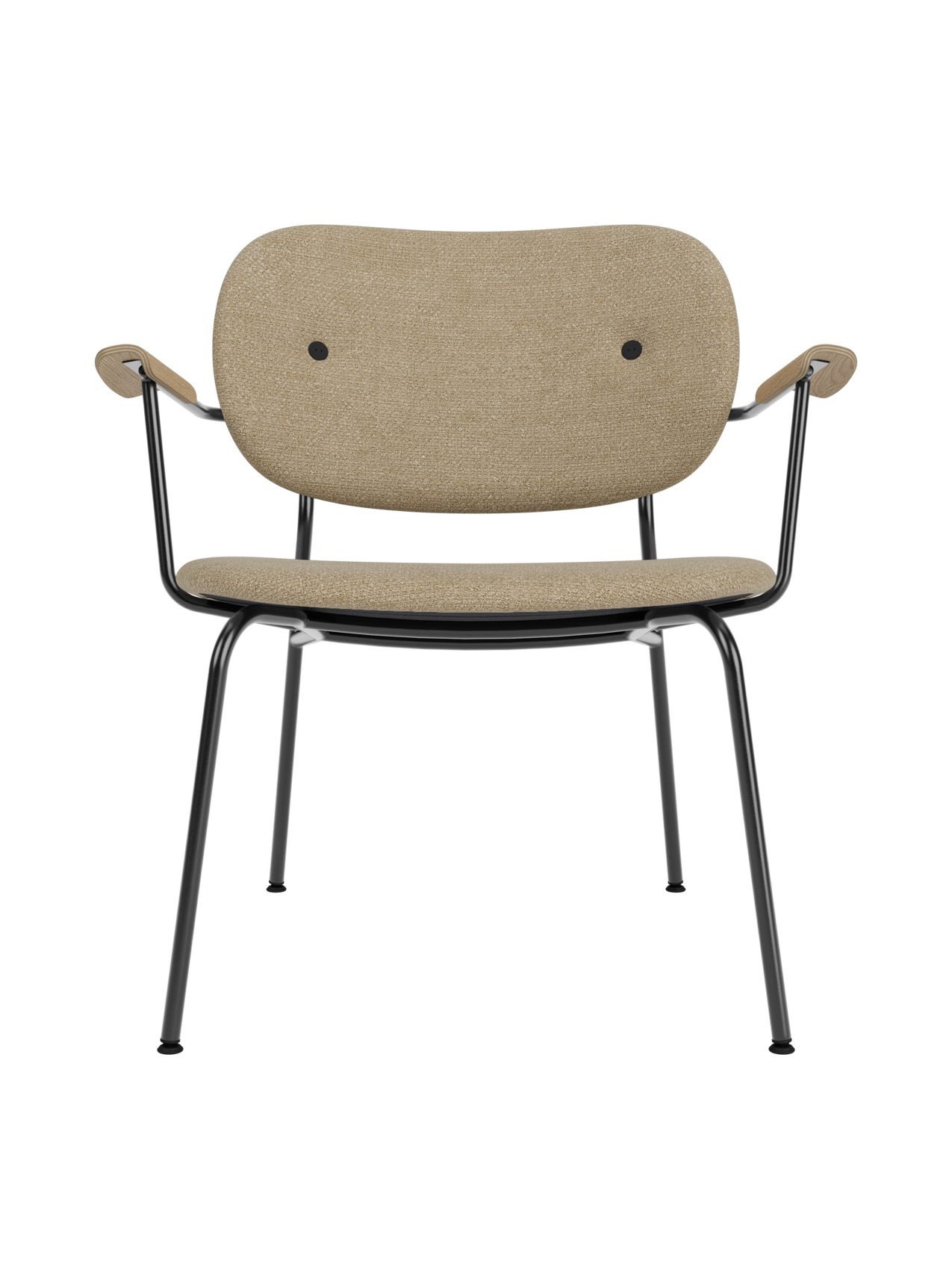 Fully Upholstered Lounge Chair Curved Armrests, Powder-Coated Steel Base