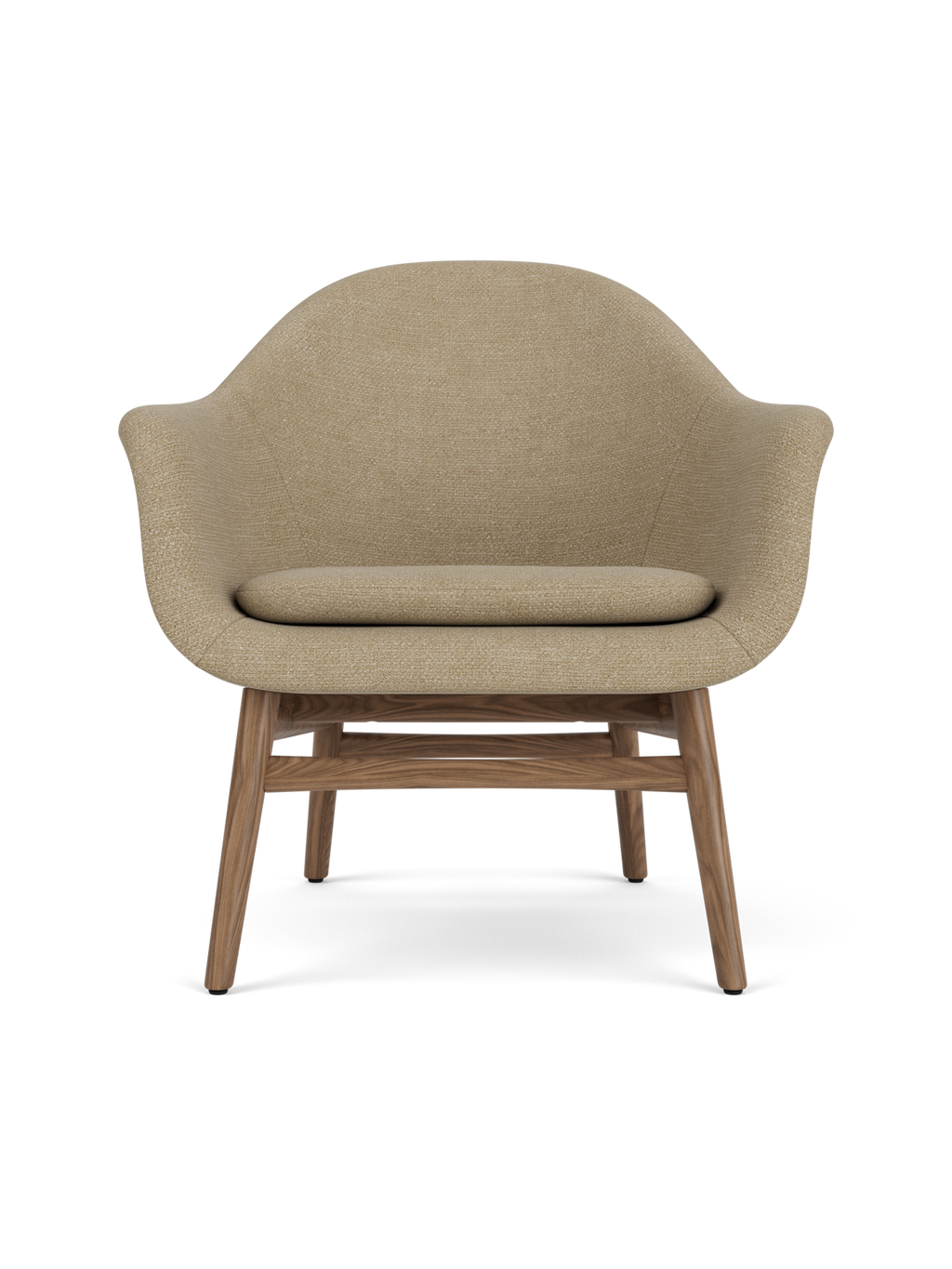 Lounge Chair on Solid Wood Frame Curved Shell, Angled Backrest