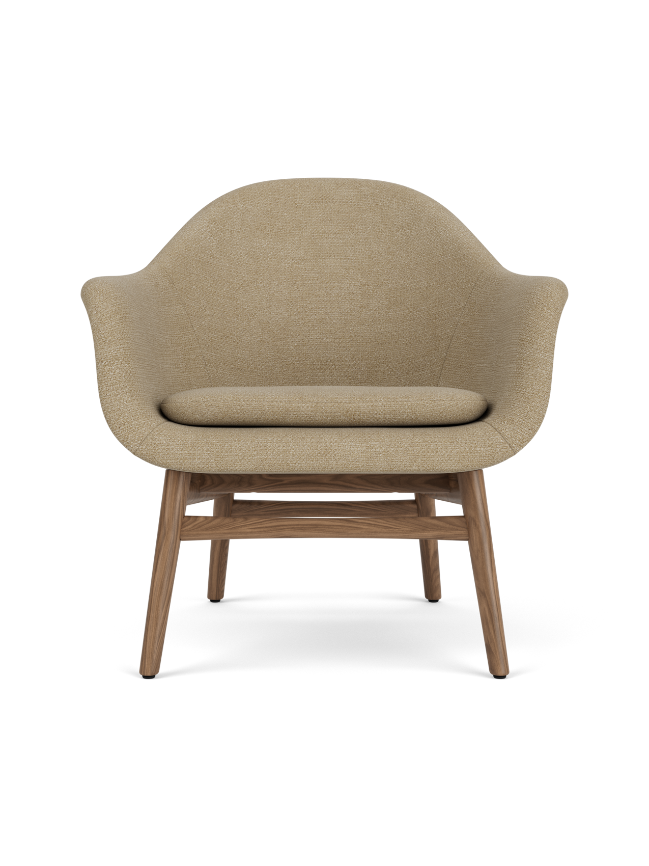Lounge Chair on Solid Wood Frame Curved Shell, Angled Backrest