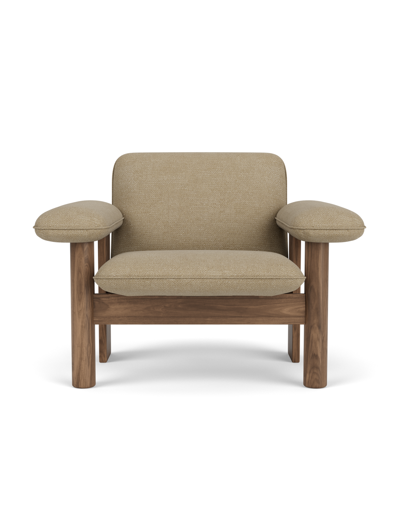Low Back Lounge Chair in Textile Solid Wood Frame, Exaggerated Armrests