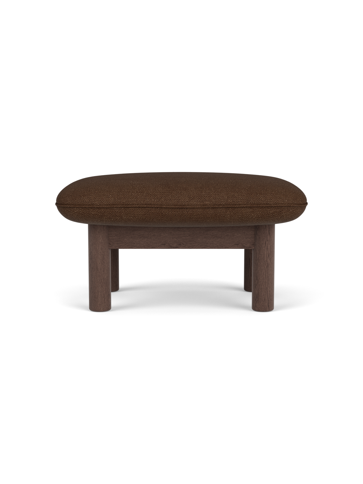 Ottoman in Textile Cylindrical Legs, Versatile Use, 3 Wood Options