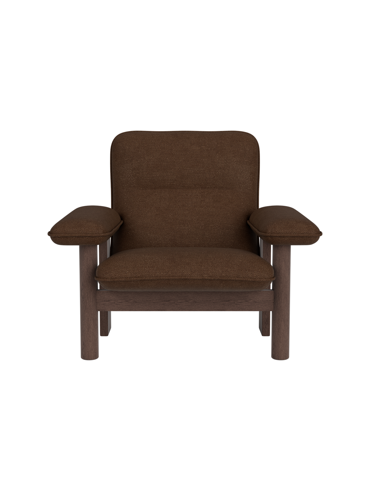 High Back Lounge Chair in Textile Solid Wood Frame, Exaggerated Armrests