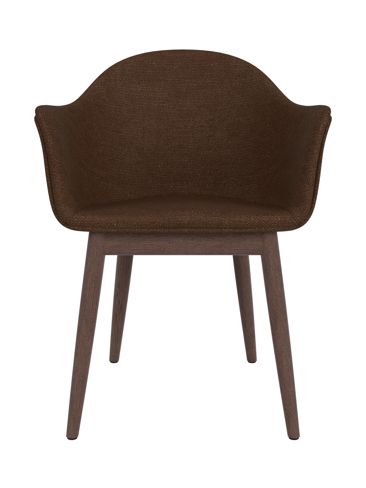 Upholstered Dining Chair, Wooden Base ¨C High Back, Outward Armrests