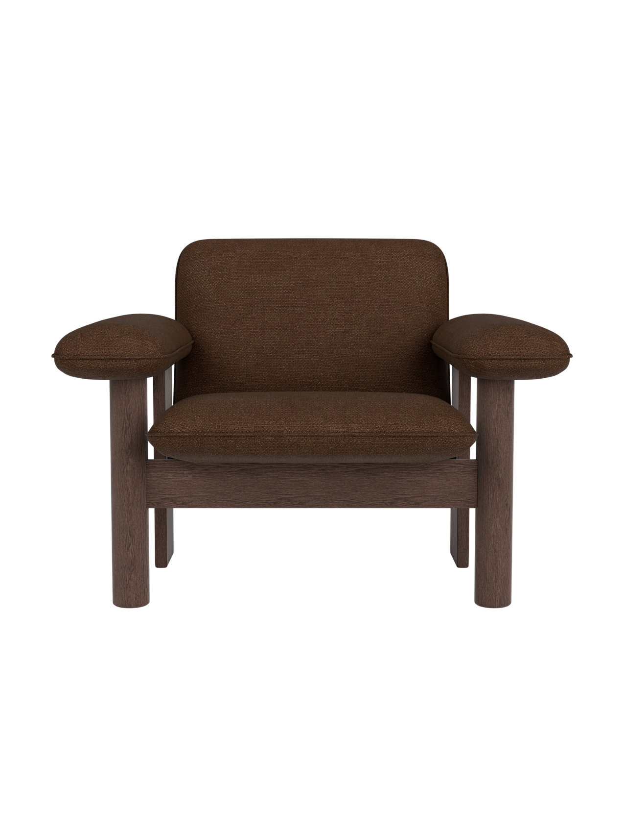 Low Back Lounge Chair in Textile Solid Wood Frame, Exaggerated Armrests