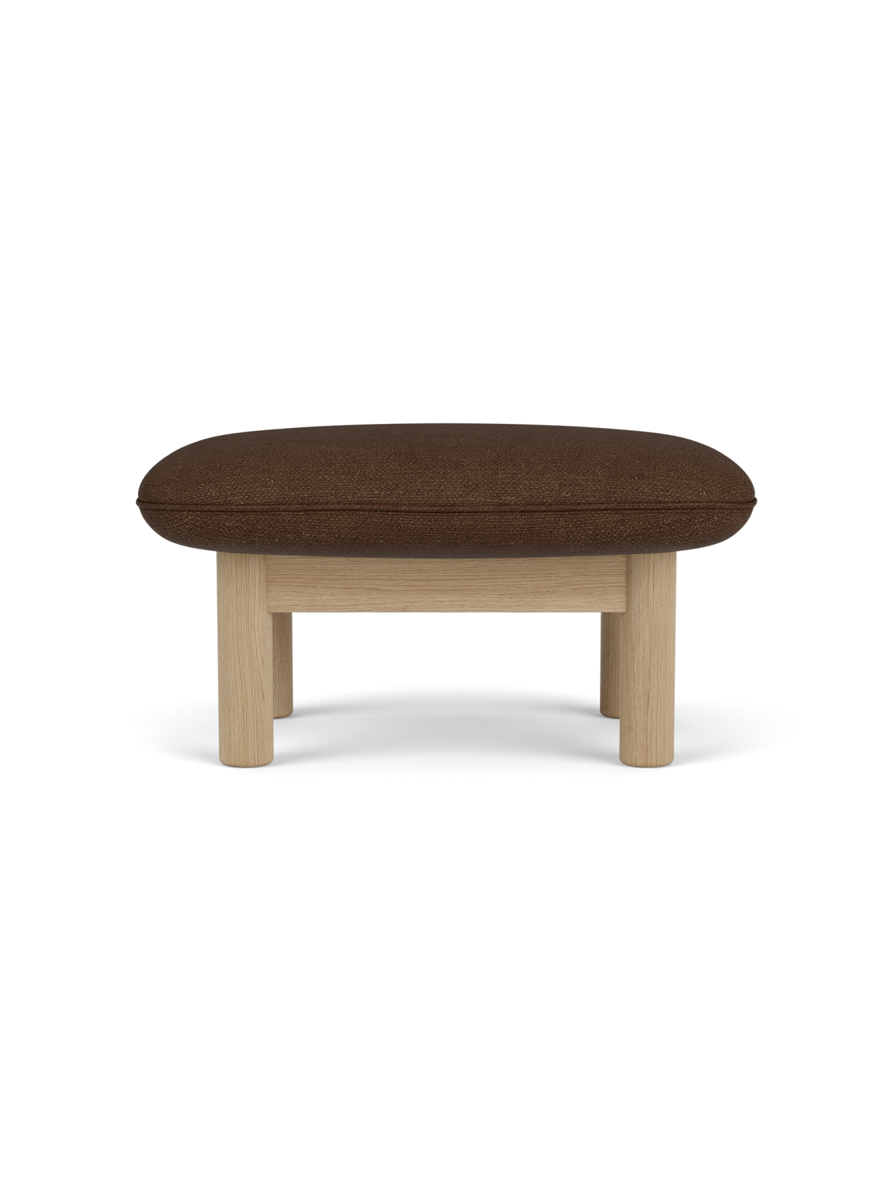 Ottoman in Textile Cylindrical Legs, Versatile Use, 3 Wood Options