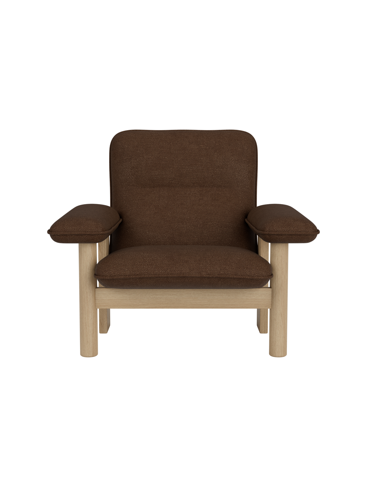 High Back Lounge Chair in Textile Solid Wood Frame, Exaggerated Armrests
