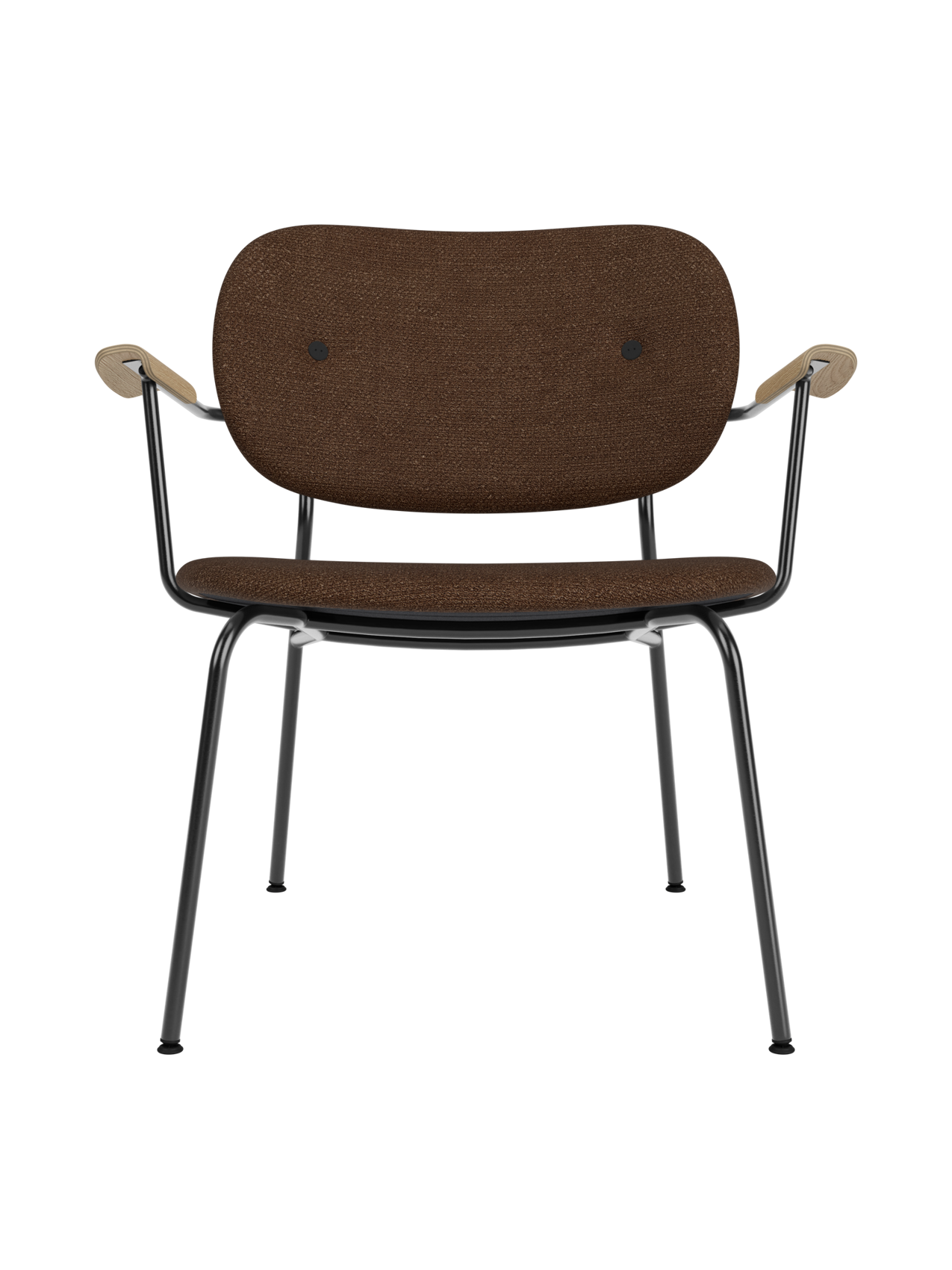 Fully Upholstered Lounge Chair Curved Armrests, Powder-Coated Steel Base