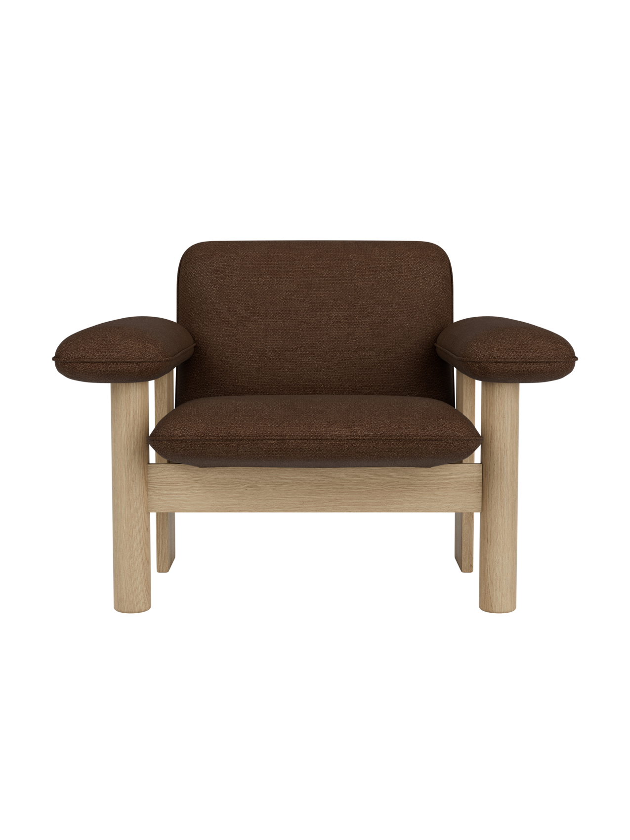 Low Back Lounge Chair in Textile Solid Wood Frame, Exaggerated Armrests