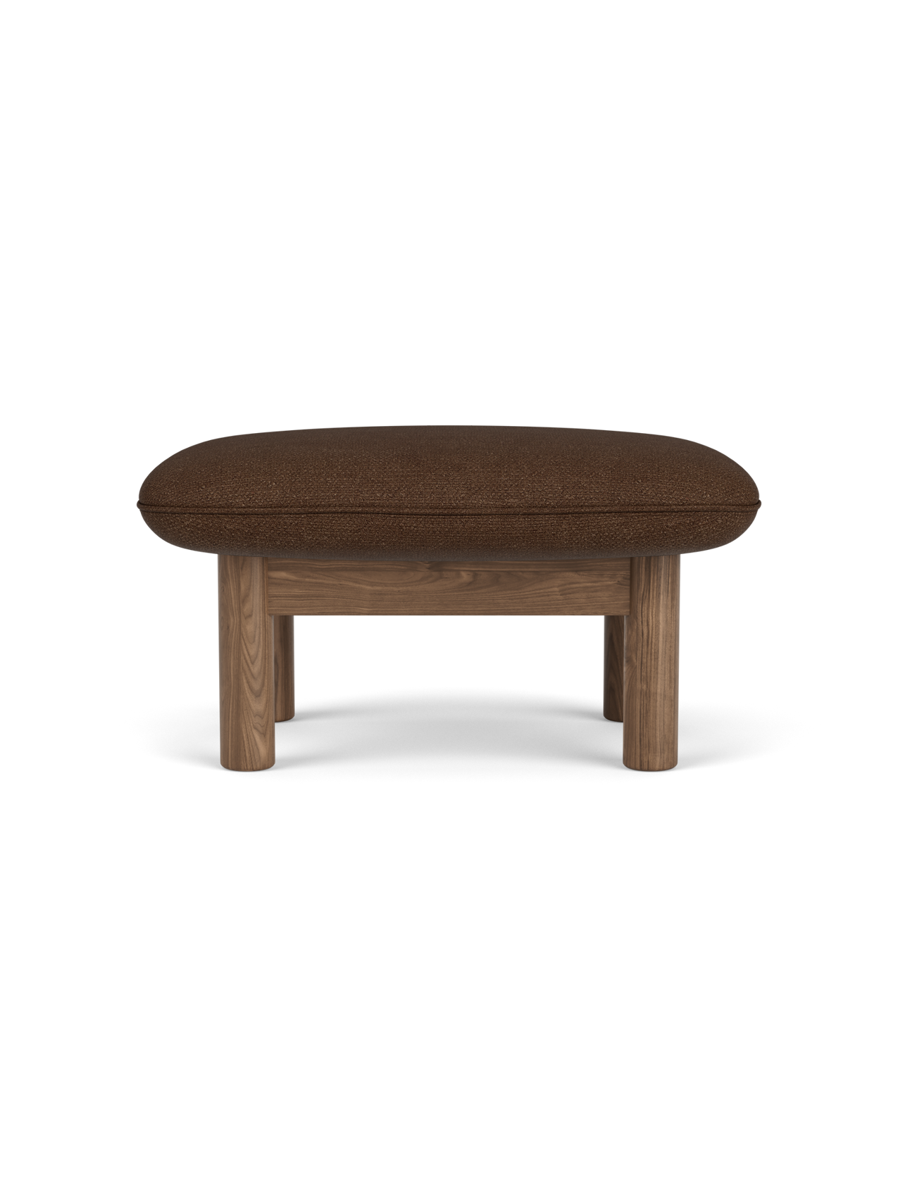 Ottoman in Textile Cylindrical Legs, Versatile Use, 3 Wood Options