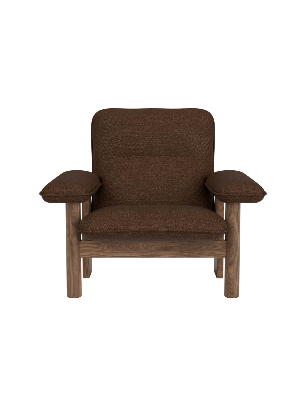 High Back Lounge Chair in Textile Solid Wood Frame, Exaggerated Armrests