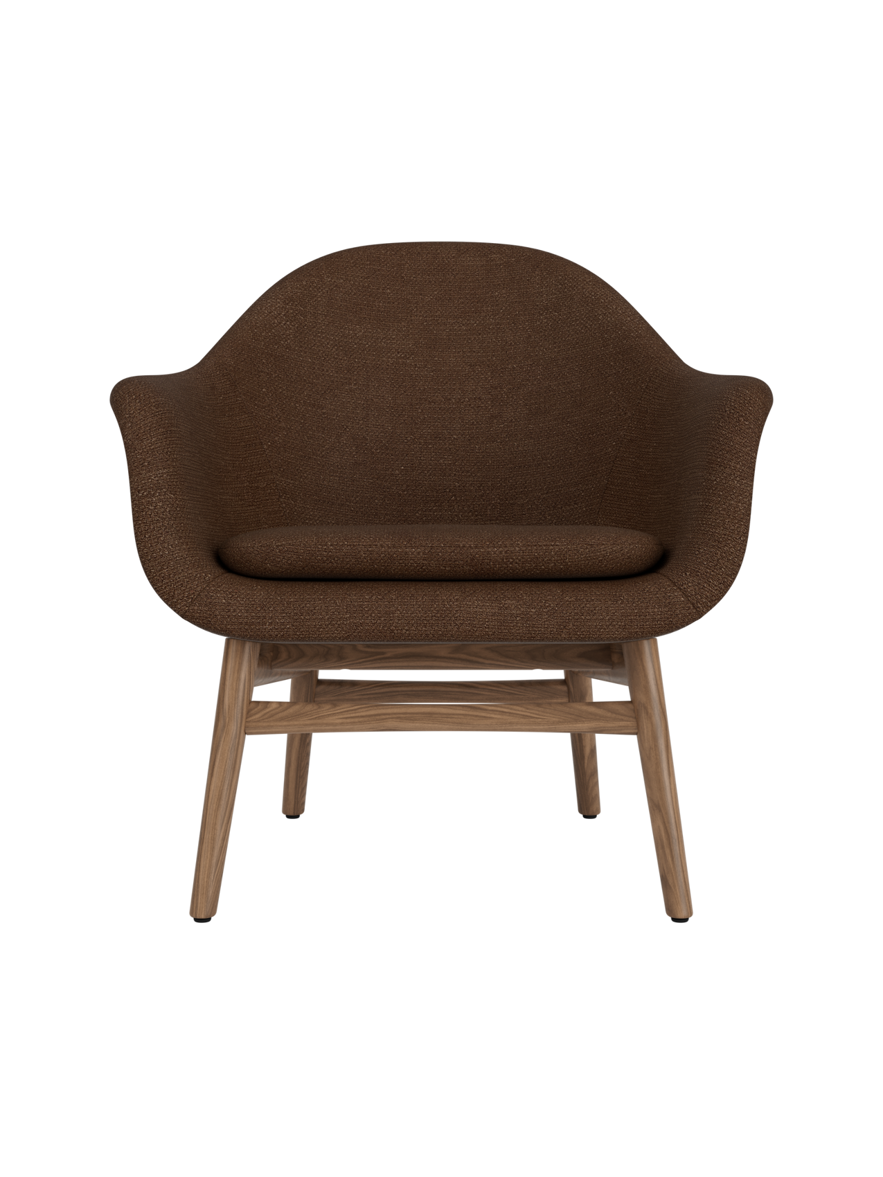 Lounge Chair on Solid Wood Frame Curved Shell, Angled Backrest