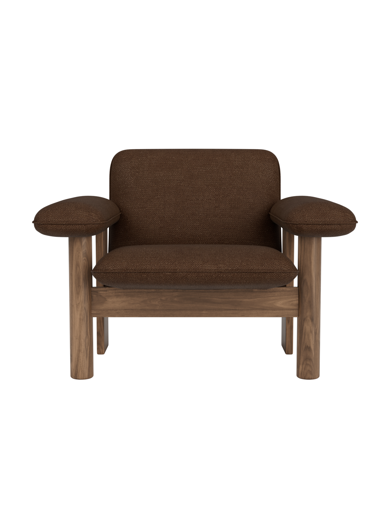 Low Back Lounge Chair in Textile Solid Wood Frame, Exaggerated Armrests