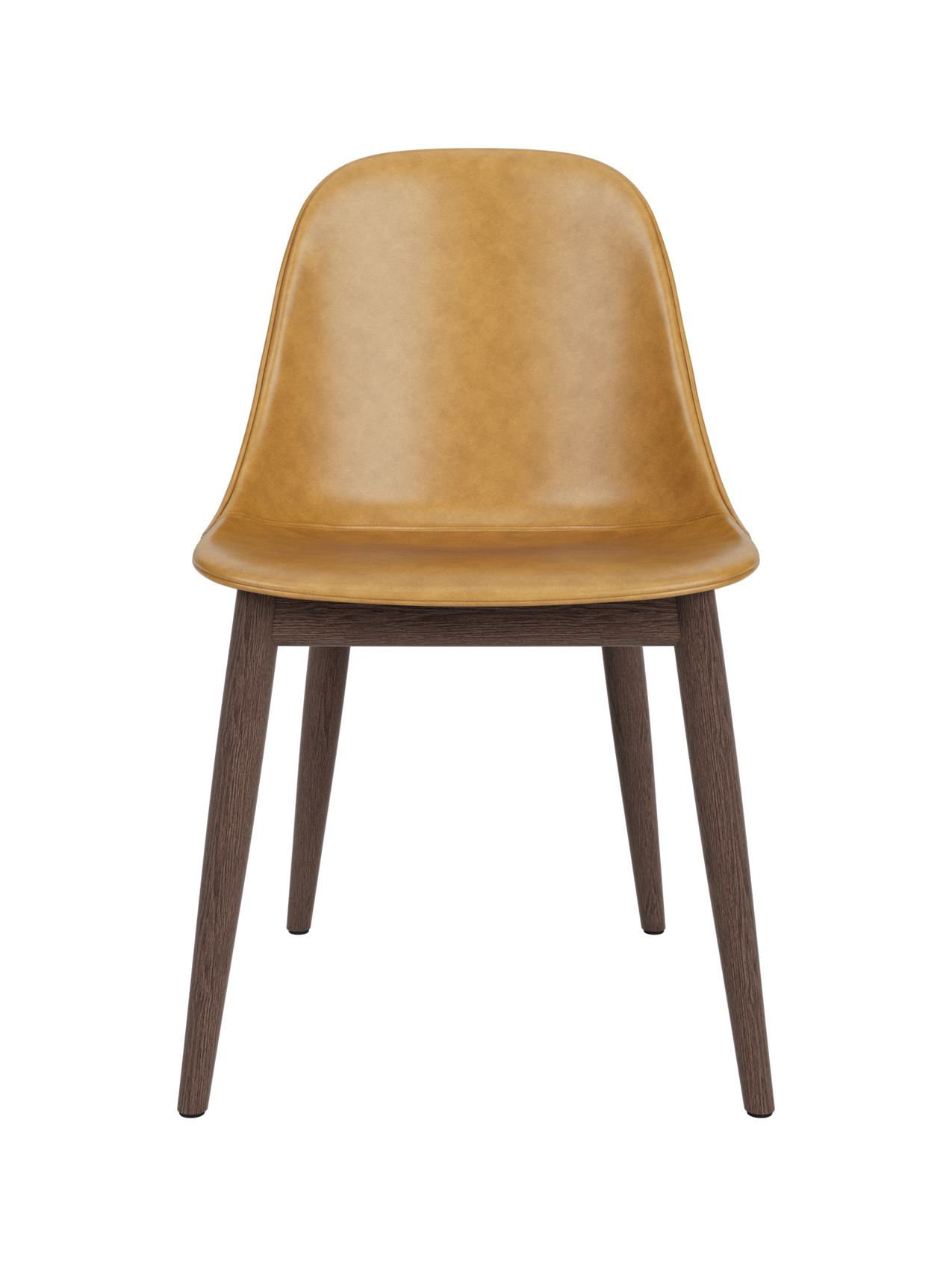 Side Dining Chair, Wooden Base ¨C Compact Shell, Textile or Leather