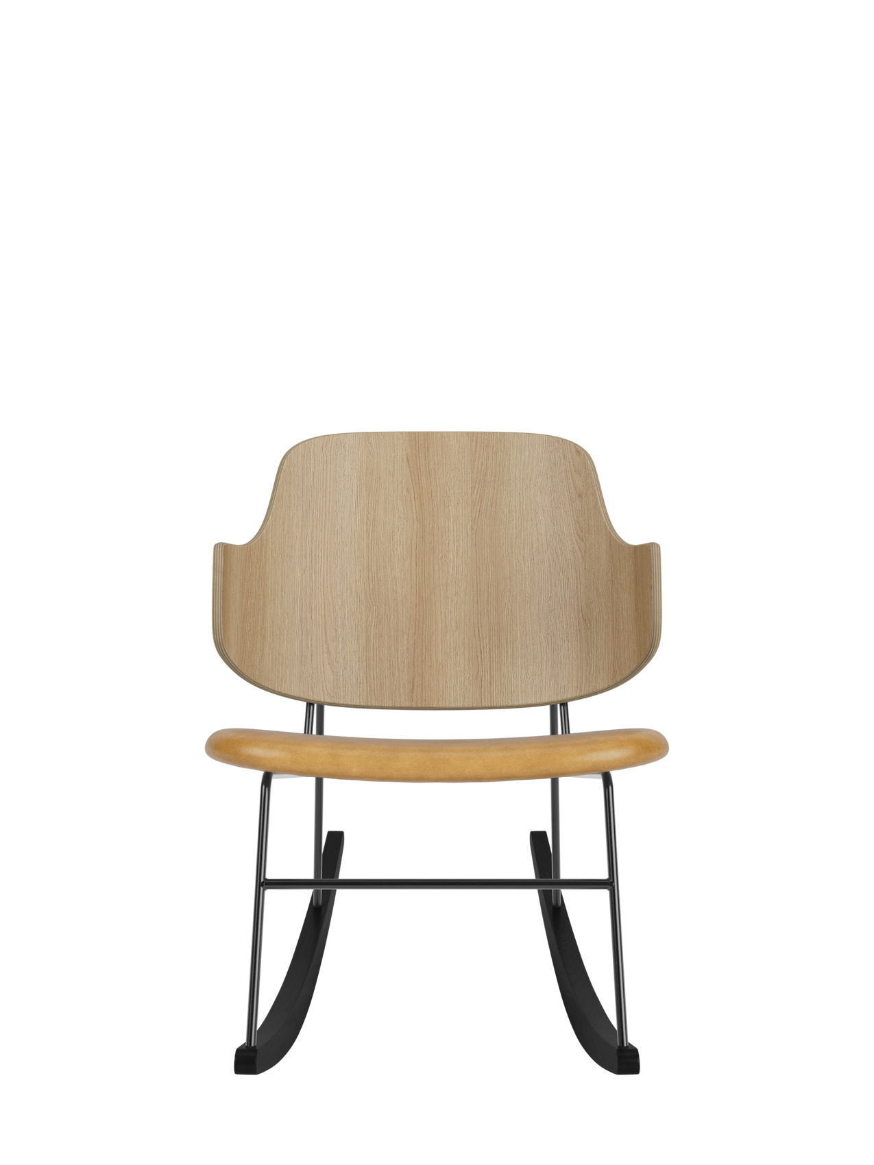 Rocking Chair in Oak or Walnut Veneer Steel Frame