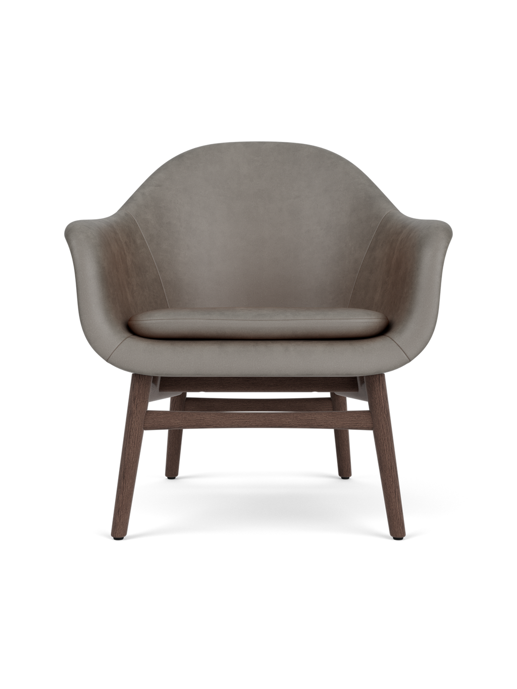 Lounge Chair on Solid Wood Frame Curved Shell, Angled Backrest
