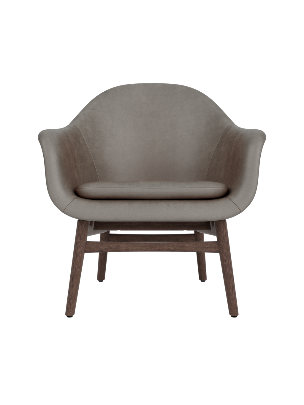 Lounge Chair on Solid Wood Frame Curved Shell, Angled Backrest