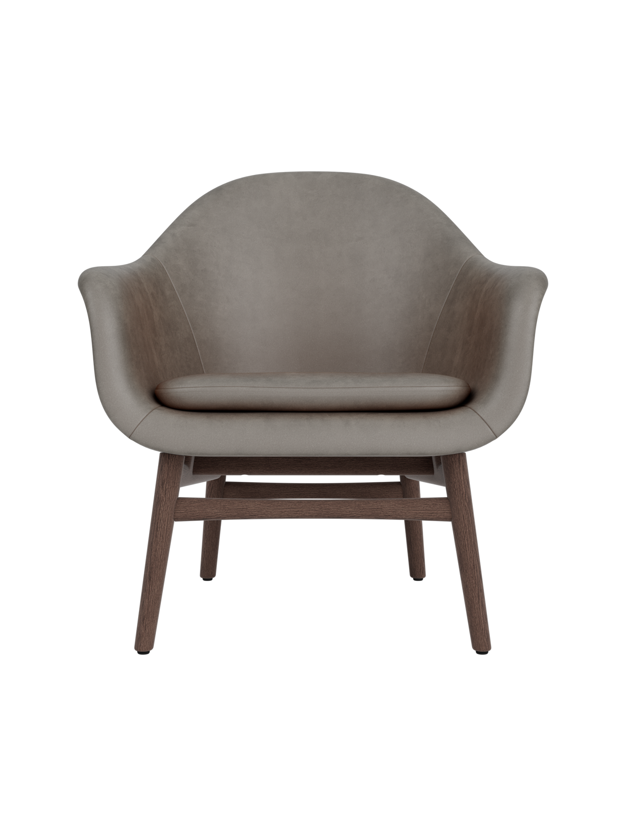 Lounge Chair on Solid Wood Frame Curved Shell, Angled Backrest