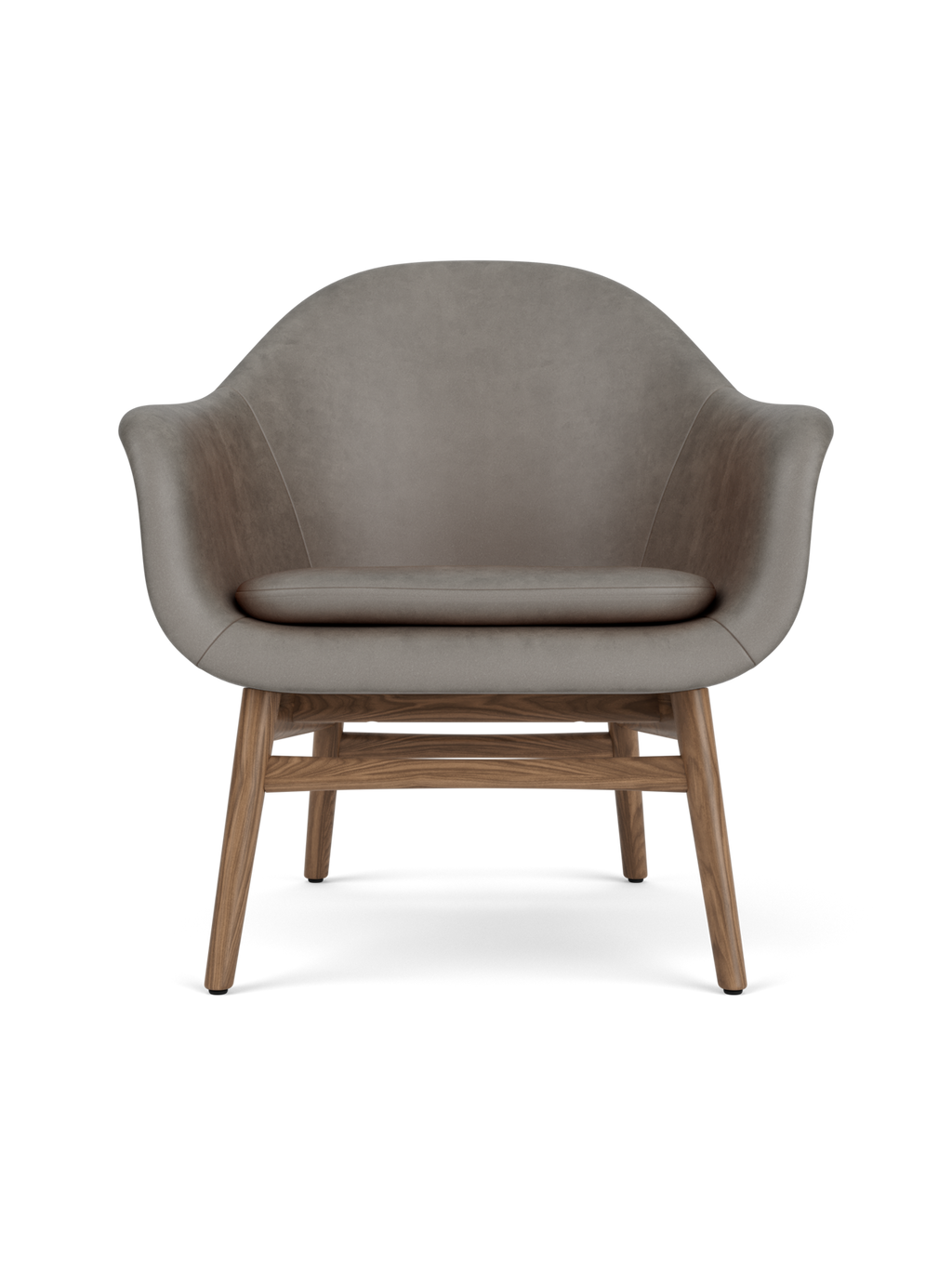 Lounge Chair on Solid Wood Frame Curved Shell, Angled Backrest