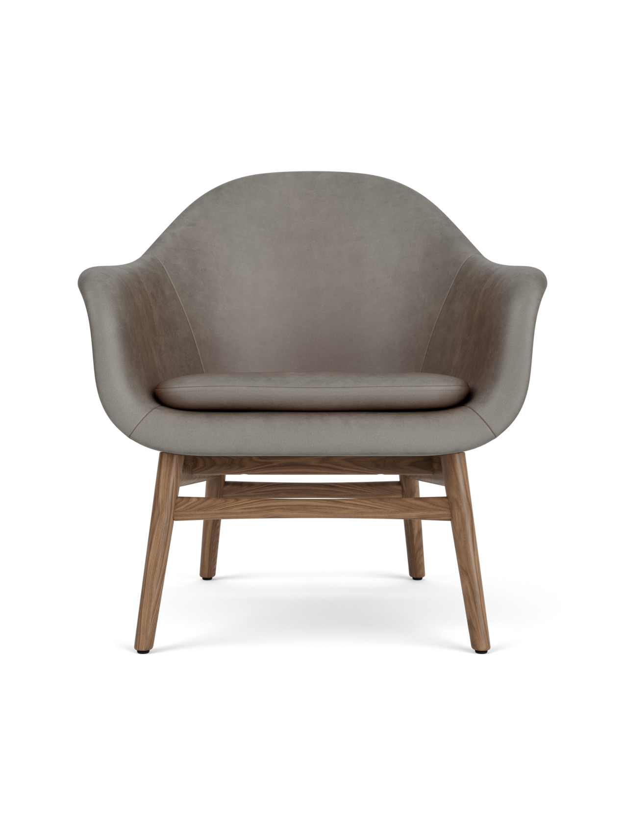 Lounge Chair on Solid Wood Frame Curved Shell, Angled Backrest