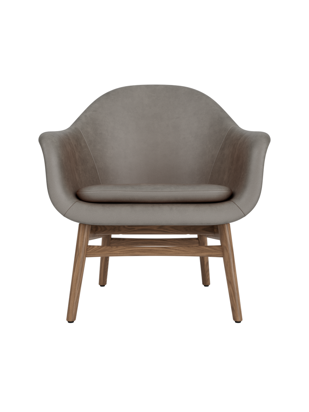 Lounge Chair on Solid Wood Frame Curved Shell, Angled Backrest
