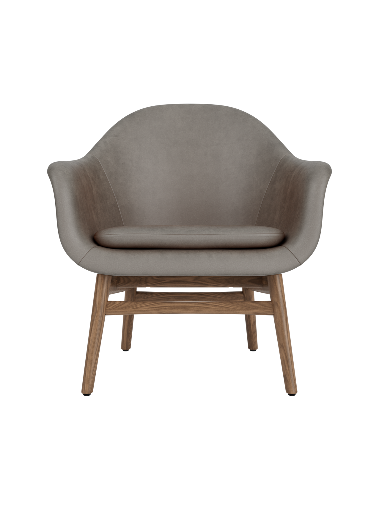 Lounge Chair on Solid Wood Frame Curved Shell, Angled Backrest