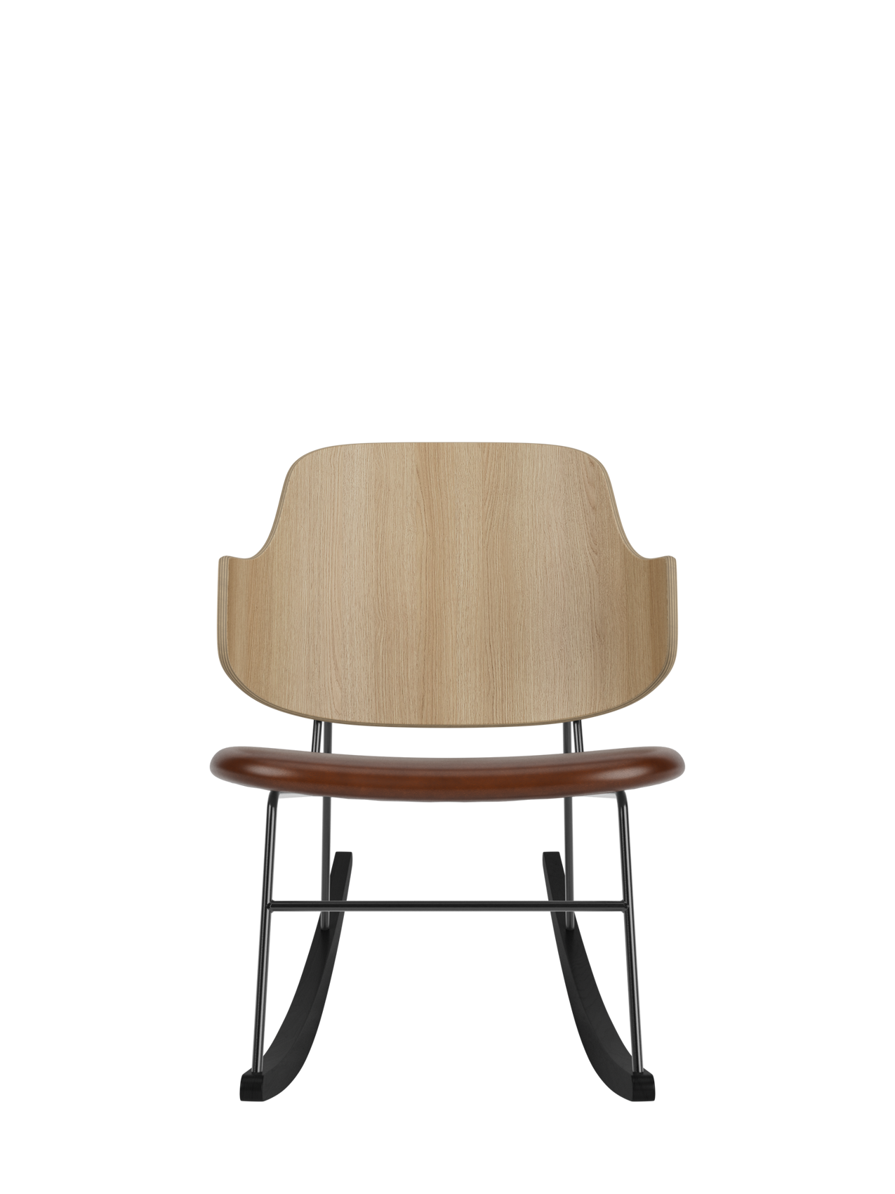 Rocking Chair in Oak or Walnut Veneer Steel Frame