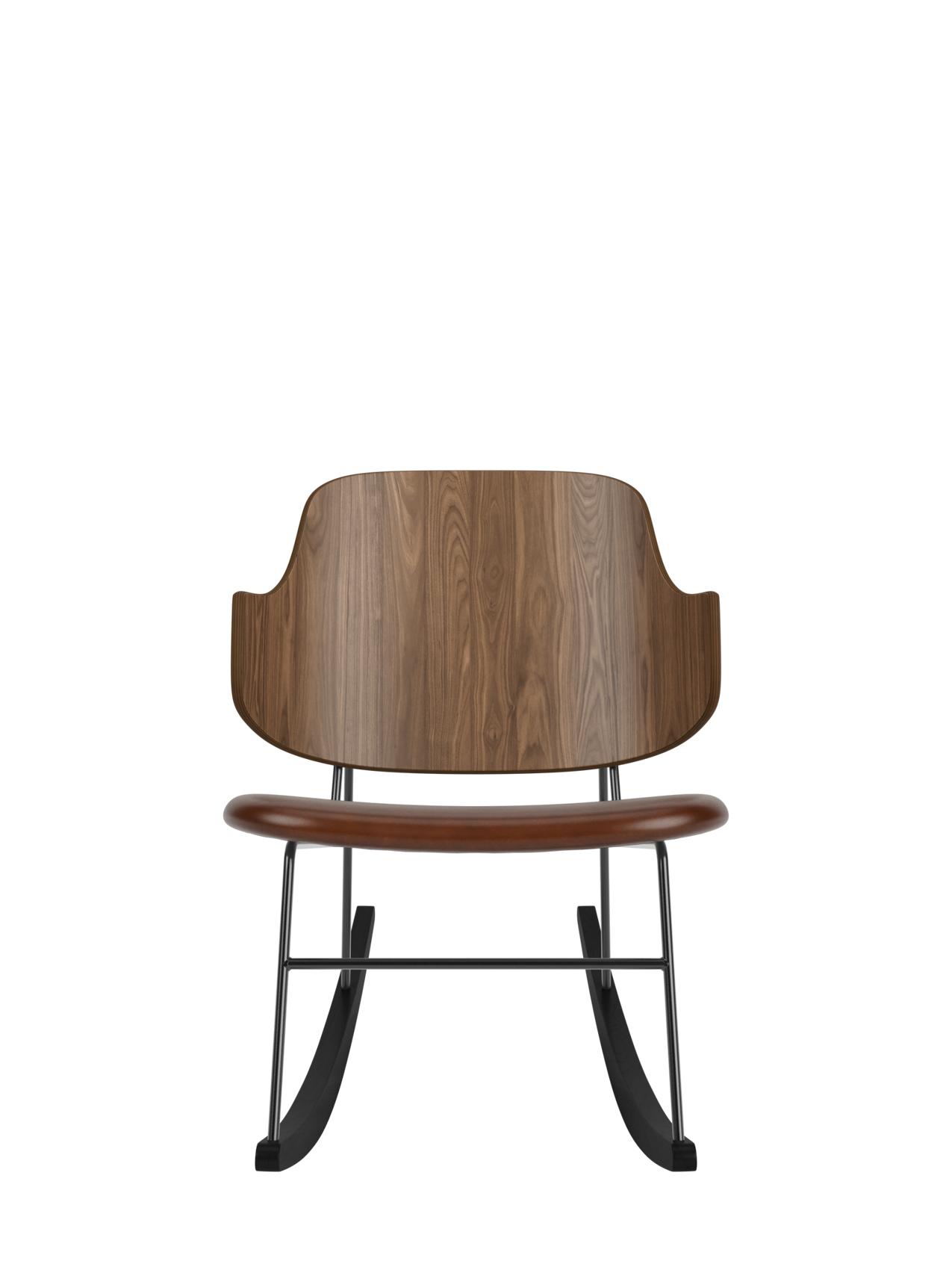 Rocking Chair in Oak or Walnut Veneer Steel Frame