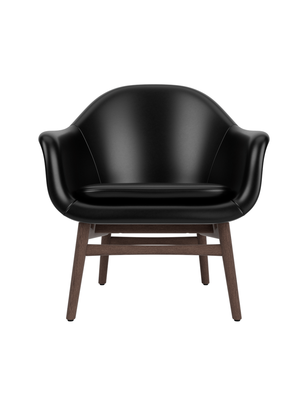 Lounge Chair on Solid Wood Frame Curved Shell, Angled Backrest