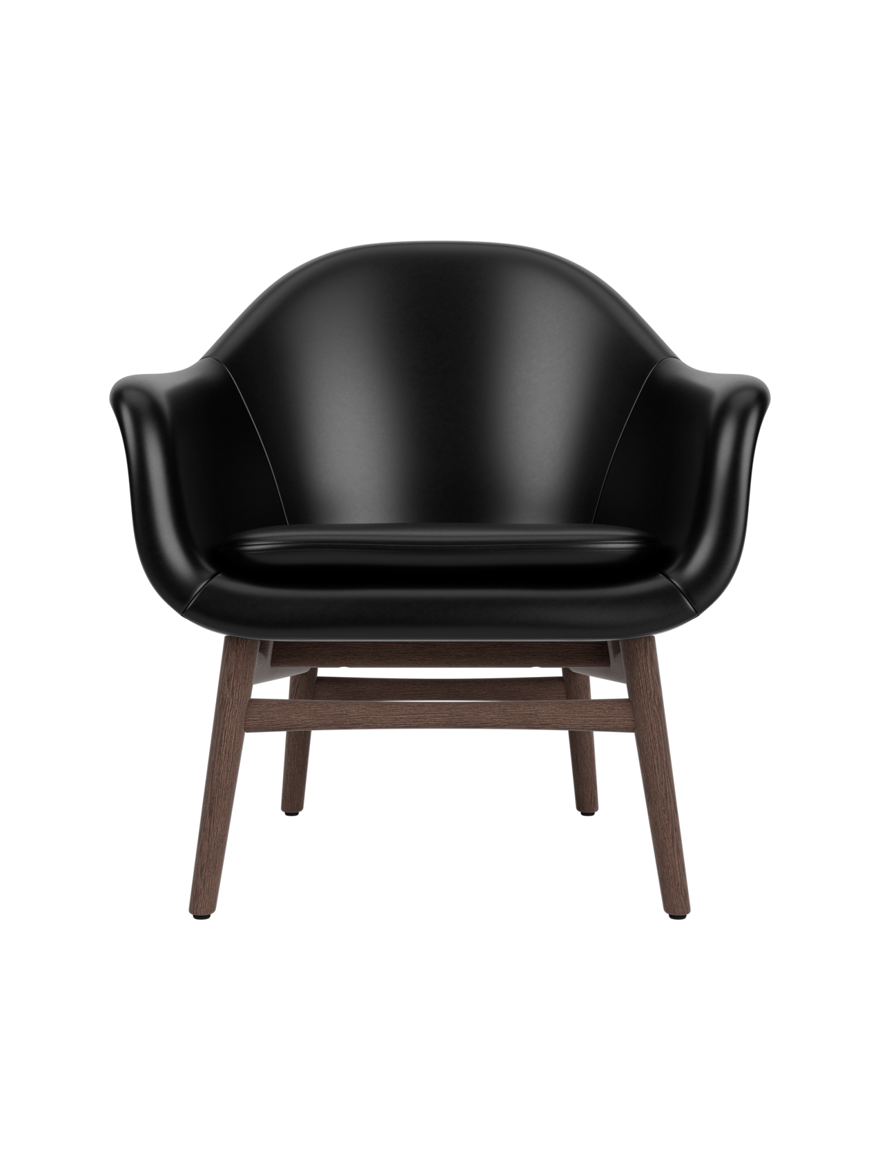 Lounge Chair on Solid Wood Frame Curved Shell, Angled Backrest