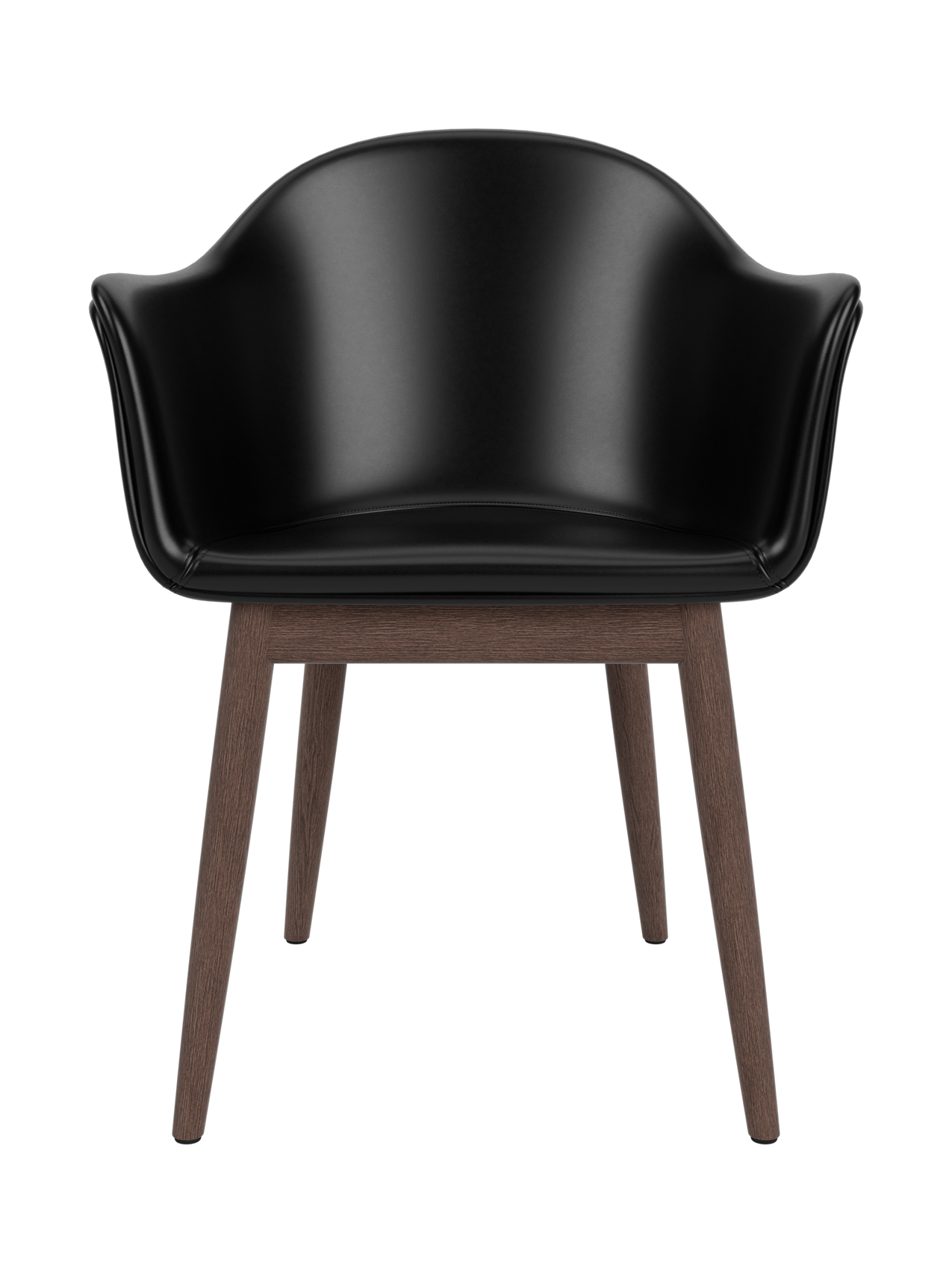 Upholstered Dining Chair, Wooden Base ¨C High Back, Outward Armrests