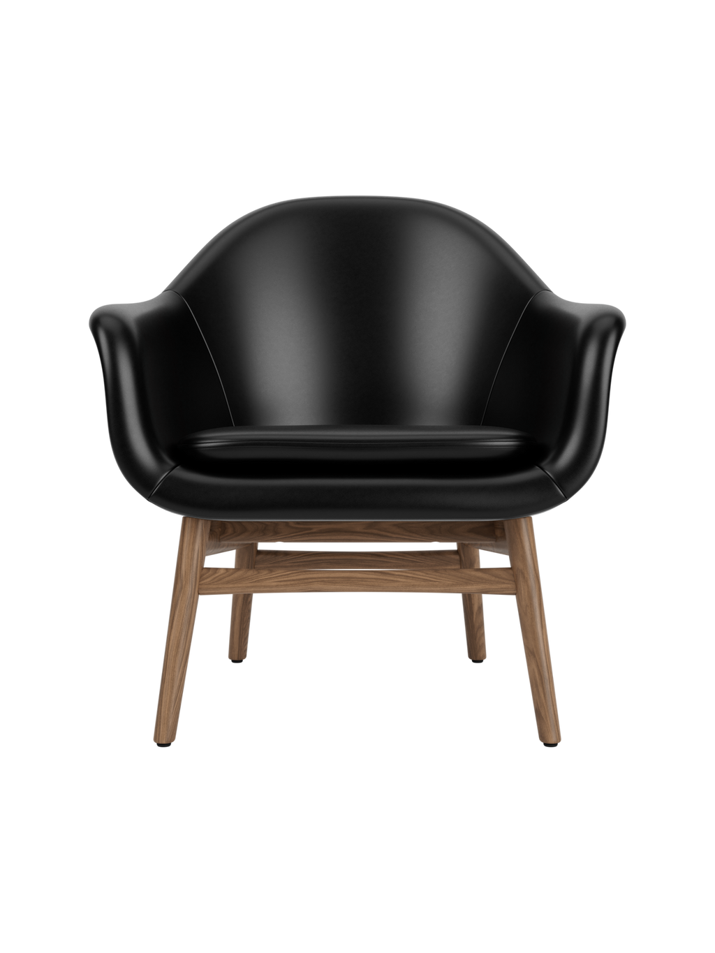 Lounge Chair on Solid Wood Frame Curved Shell, Angled Backrest