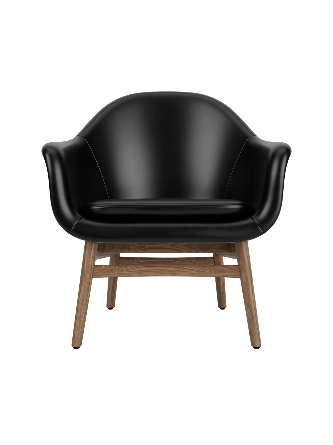 Lounge Chair on Solid Wood Frame Curved Shell, Angled Backrest