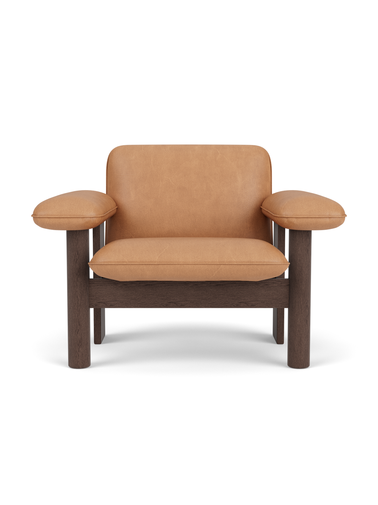 Low Back Lounge Chair in Textile Solid Wood Frame, Exaggerated Armrests