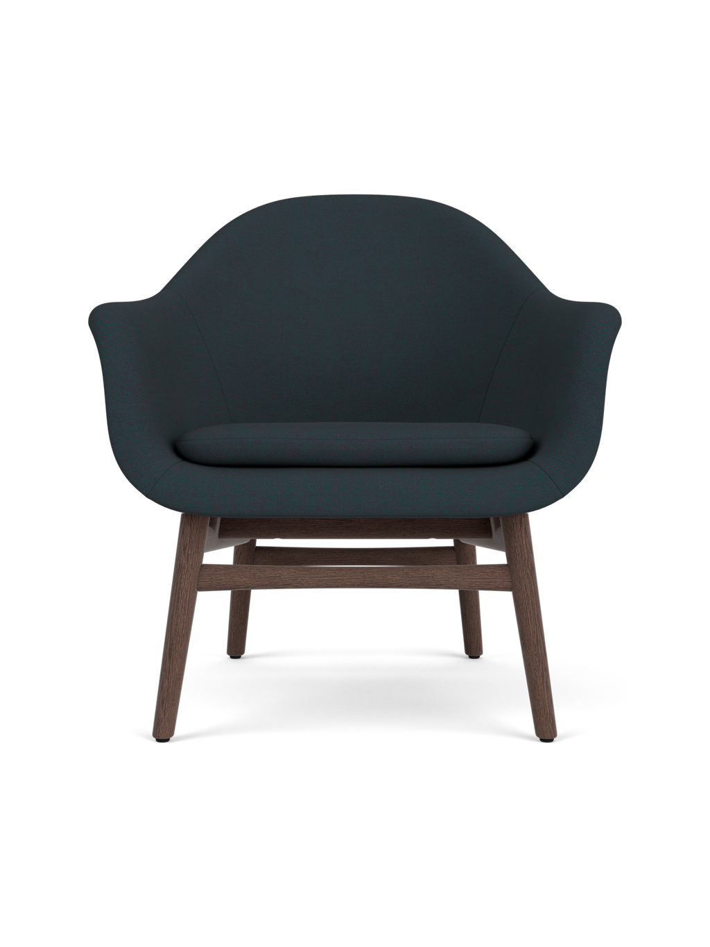 Lounge Chair on Solid Wood Frame Curved Shell, Angled Backrest