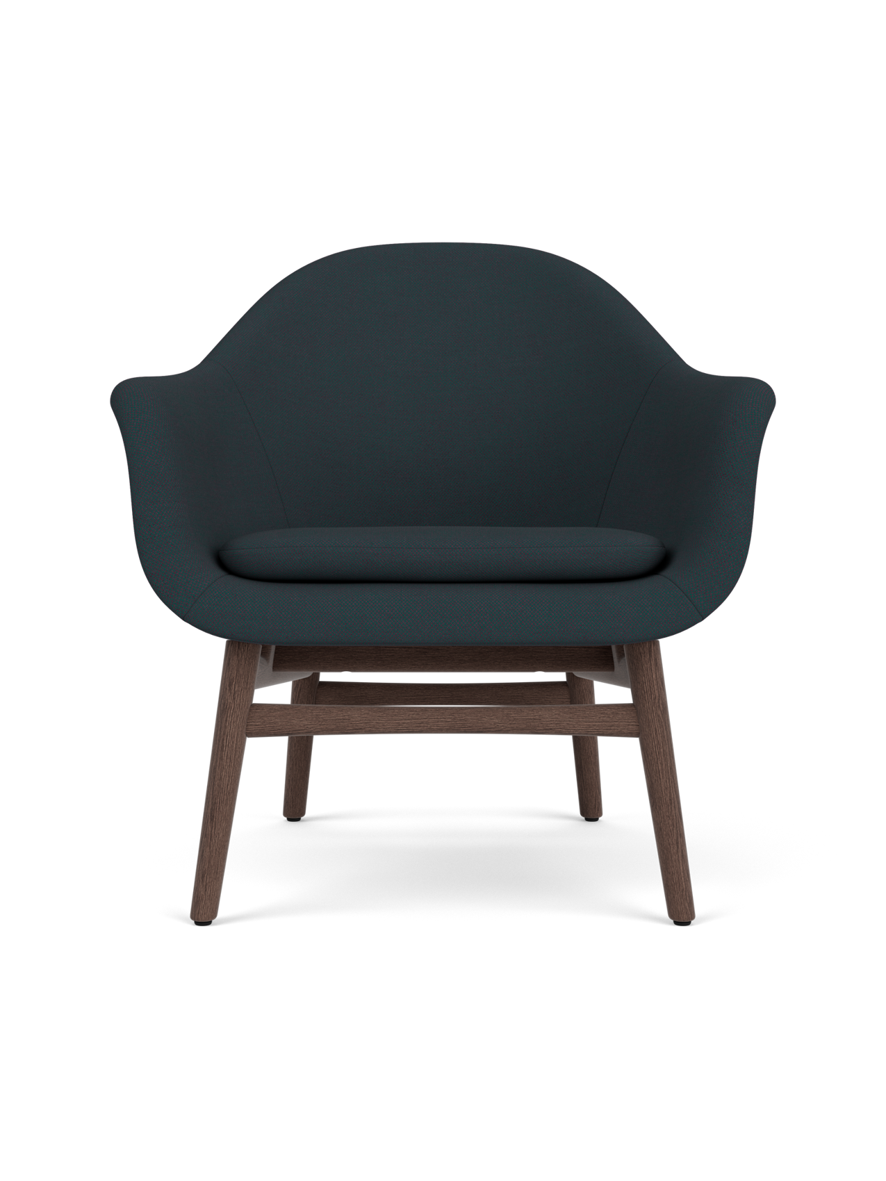 Lounge Chair on Solid Wood Frame Curved Shell, Angled Backrest
